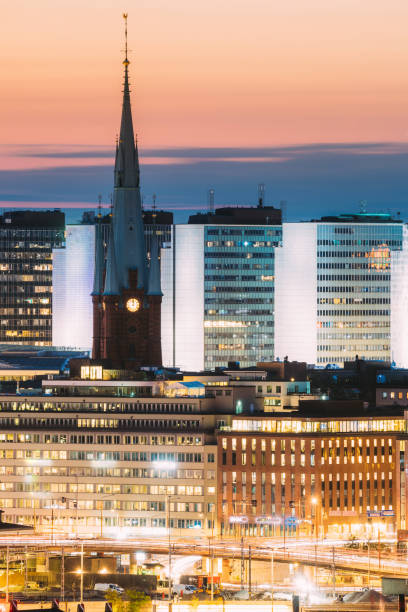 istock Buildings In City At Night 1324874270
