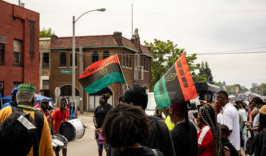 Milwaukee, WI USA June 19th 2021. Crowds celebrate the 50th annual Juneteenth Celebration in the City of Milwaukee, WI
