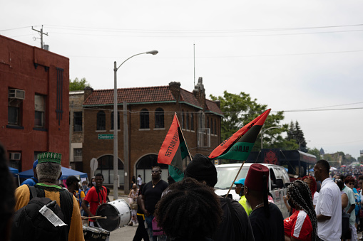 Milwaukee, WI USA June 19th 2021. Crowds celebrate the 50th annual Juneteenth Celebration in the City of Milwaukee, WI