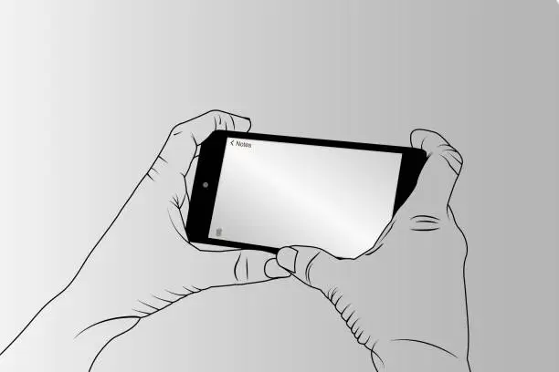 Vector illustration of Using a phone, smartphone vector stock illustration.