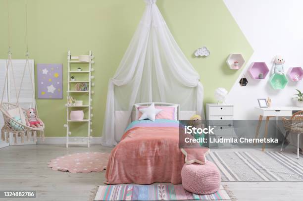 Cute Childs Room Interior With Toys And Modern Furniture Stock Photo - Download Image Now