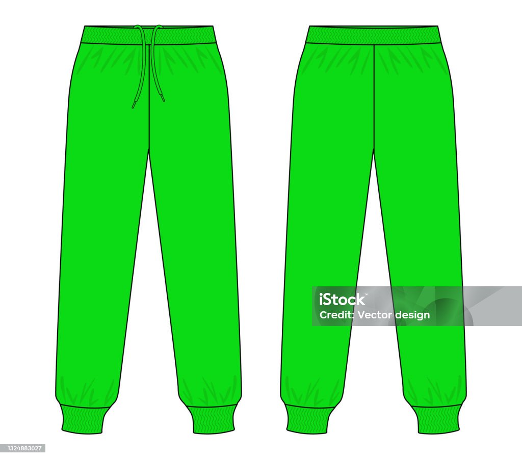 Green Tracksuit Pants Template Vector On White Background Stock ...