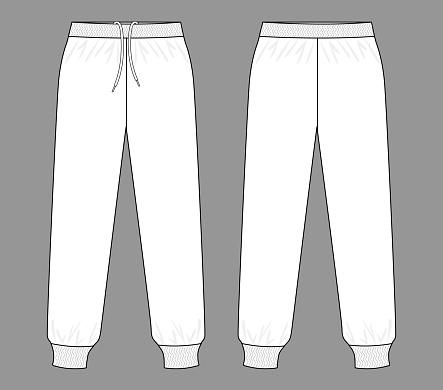 White Tracksuit Pants Template Vector On Gray Background Stock