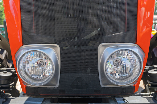 Halogen Headlights at Front of Tractor Agriculture Vehicle