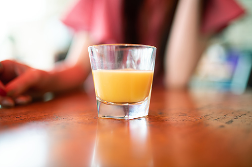 Orange juice placed on the table