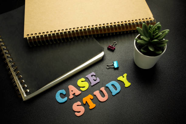 case study made with colorful felt letters stock photo