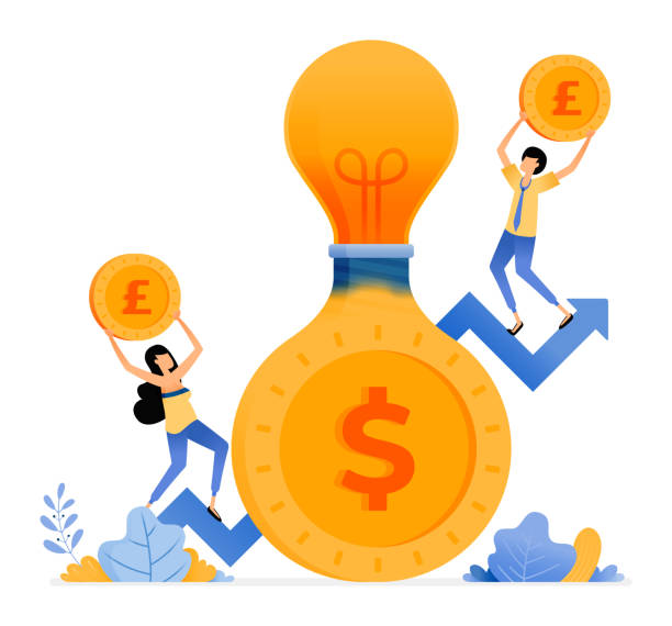 istock Vector Design of saving ideas for increase investment in future. light bulb that comes out of coin. arrows go up. illustration Can be for websites, posters, banners, mobile apps, web, social media 1324887935