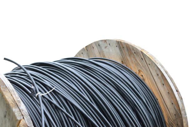 istock Closeup of black cable coil isolated white 1324887963