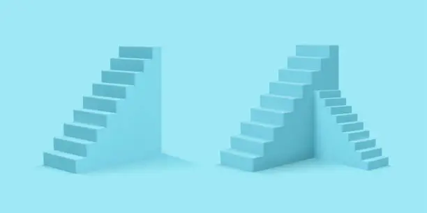 Vector illustration of Realistic style blue stairs.