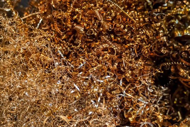istock Close-up scene of brass materials scrap from turning process. 1324892275