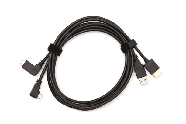 istock Black power cable for graphic monitor 1324893805