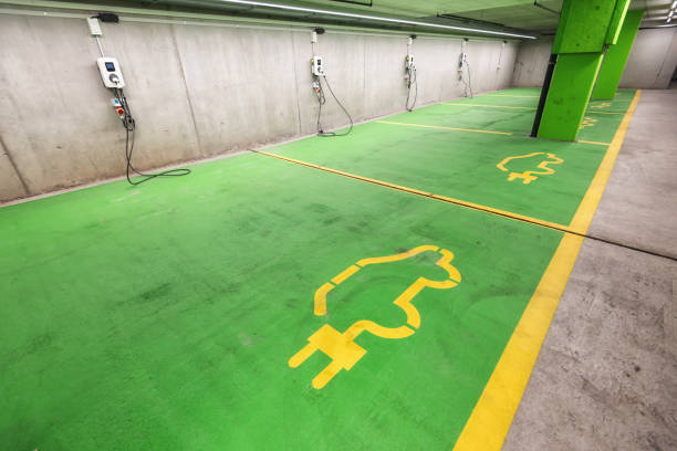 istock parking garage with charging stations for electric cars 1324895084