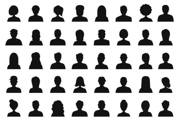 Silhouette People Avatar Icon Set - Profile Diverse Faces for Social Network. Man and Woman Contours - vector abstract illustration Silhouette People Avatar Icon Set - Profile Diverse Faces for Social Network. Man and Woman Contours - vector abstract illustration anonymous avatar stock illustrations