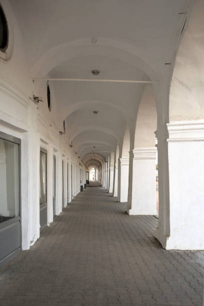 istock Shopping arcade - trade and warehouse complex of 18th - 19th centuries (Gostiny Dvor), preserved complex of provincial Neoclassical trading arcades,  Golden Ring of Russia, Kostroma, Russia 1324895208