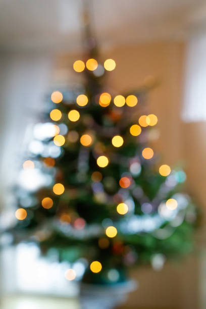 istock Bokeh lights illumination on decorated Christmas tree. Xmas holiday. 1324896042