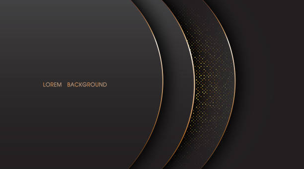 Black abstract circle background with golden lines Black abstract circle glitter halftone background with golden lines black and gold business cards stock illustrations