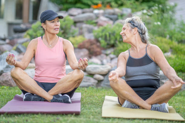 istock Backyard yoga with a friend 1324905566
