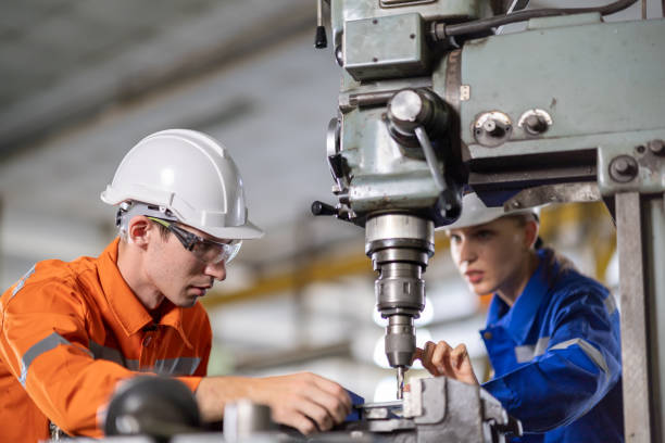 istock Quality Control Caucasian White engineers inspects in the metallurgical industry, work on steel parts. 1324905695