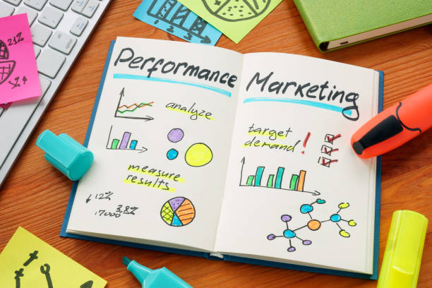 istock Performance marketing and marks with charts in the notepad. 1324909971