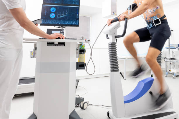 istock Unrecognizable athlete on an exercise bike during biometric testing in a lab 1324912695