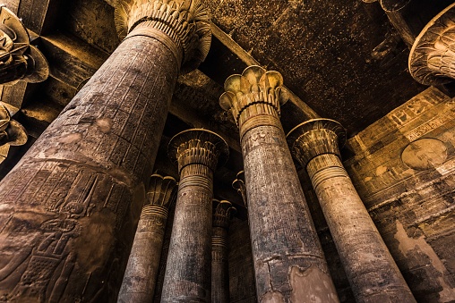 Columns and hieroglyphs in the Temple of Khnum at Esna