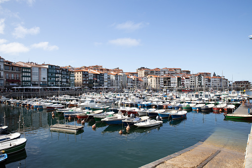 The boats in the port at Lekeitio, Basque Country, Spain. Travel destinations concept