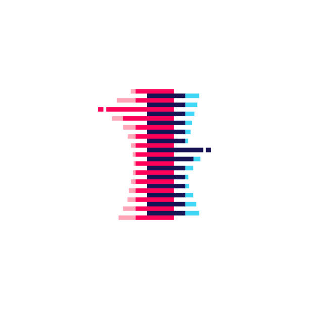 I letter logo with vibrant line glitch effect. Vector font perfect to use in your nightlife labels, expressive game screen, electronic identity. i logo stock illustrations