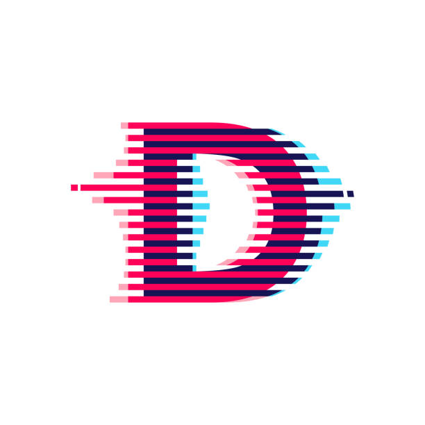 D letter logo with vibrant line glitch effect. Vector font perfect to use in your nightlife labels, expressive game screen, electronic identity. dance logo stock illustrations