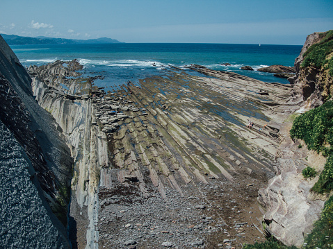 A beautiful image of Zumaia beach in Basque Country, Spain with flysch shore. One of the filming spots of Game of Thrones