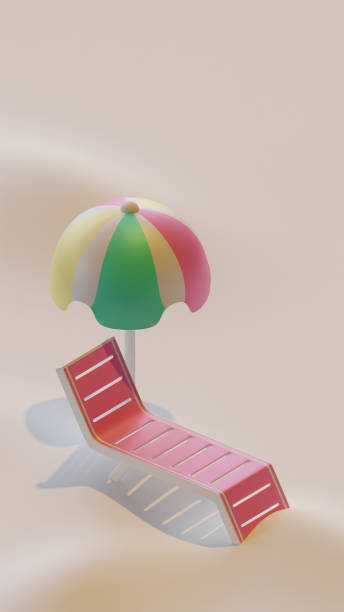 istock Summer Bench And Umbrella 3D Rendering Illustration 1324947968