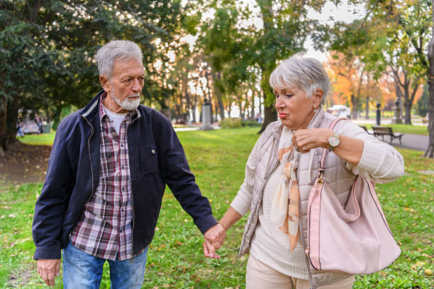 istock An Older Couple is Arguing in a City Park. 1324954158