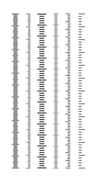 ilustrações de stock, clip art, desenhos animados e ícones de measure scale vector set, horizontal markup for rulers with different units. measuring tool. size indicators. thermometer scale. - millimetre