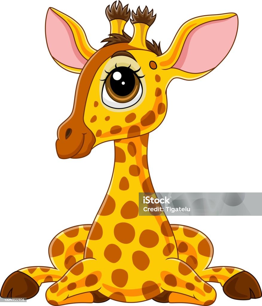 Phim Hoạt Hình Dễ Thương Hươu Cao Cổ Con Ngồi Hình minh họa Sẵn có ...