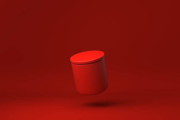 istock Red Jar floating in Red background. minimal concept idea creative. monochrome. 3D render. 1324962930