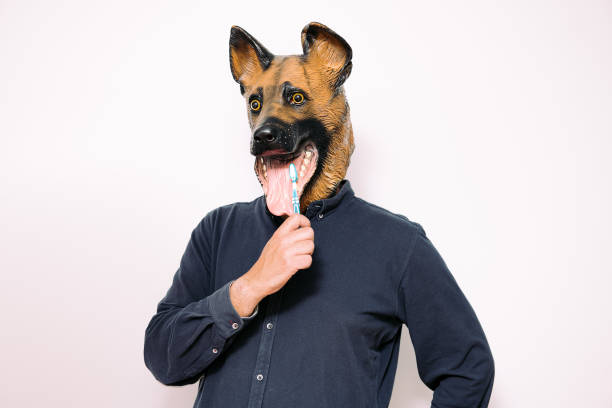 istock man with dog mask cleaning teeth with toothbrush 1324964620