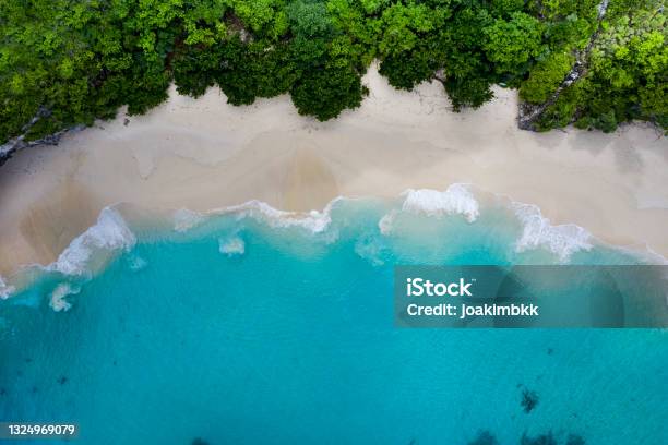 Idyllic White Sand Beach In Bali Indonesia Stock Photo - Download Image Now - Nusa Penida, Bali, Sand