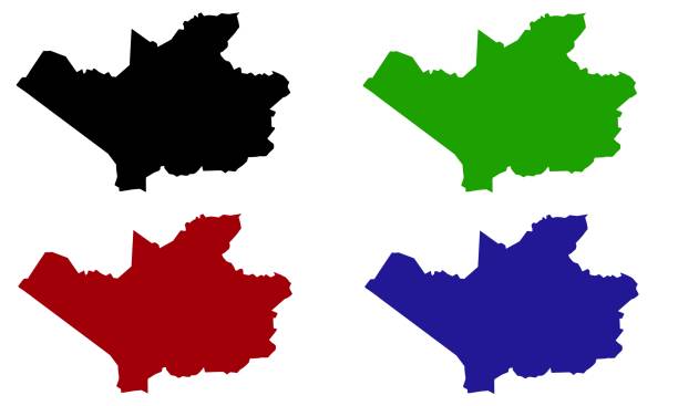 silhouette map of the city of Leverkusen in Germany silhouette map of the city of Leverkusen in Germany on white background leverkusen stock illustrations