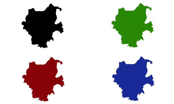 silhouette map of the city of Monchengladbach in Germany silhouette map of the city of Monchengladbach in Germany on white background leverkusen stock illustrations