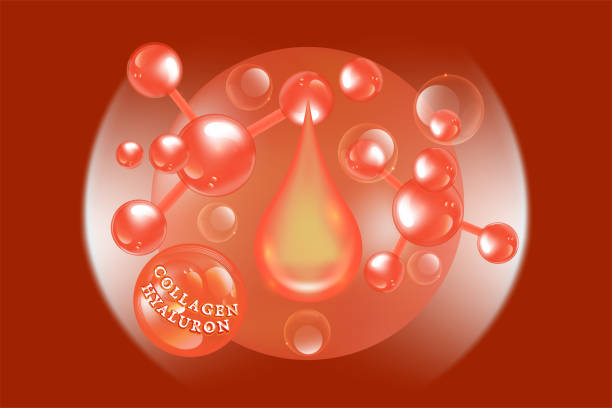 istock Hyaluronic acid skin solutions ad, red collagen serum drop with cosmetic advertising background ready to use 1324982763