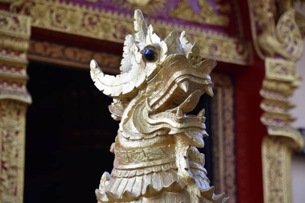 istock Golden Lion Dragon Temple Staircase Sculpture 1324984385