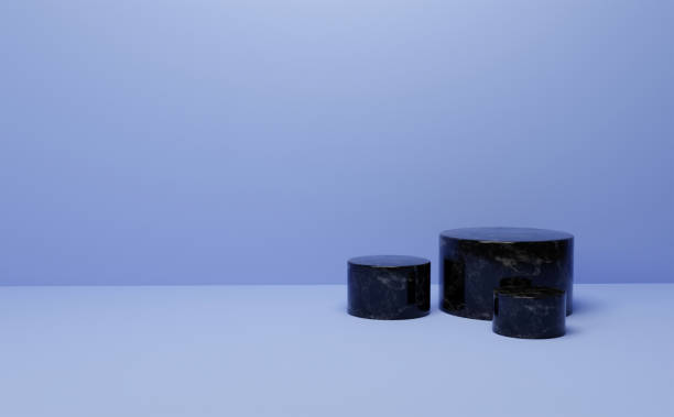 istock 3D dark marble podium. 3D rendering and illustration. 1324984443