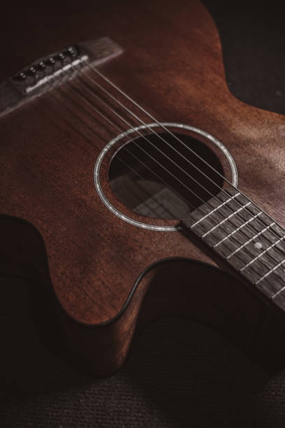 istock Close-Up Brown acoustic guitar in low light 1324987638