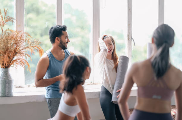 group of people yoga and heathy living group of people yoga and heathy living heathy stock pictures, royalty-free photos & images