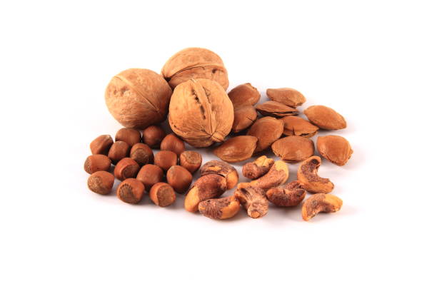 istock Hazelnut, walnut, almond and cashew nut 1324988461