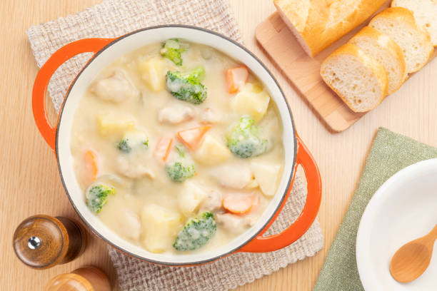 istock Making cream stew with chicken and vegetables. 1324989917