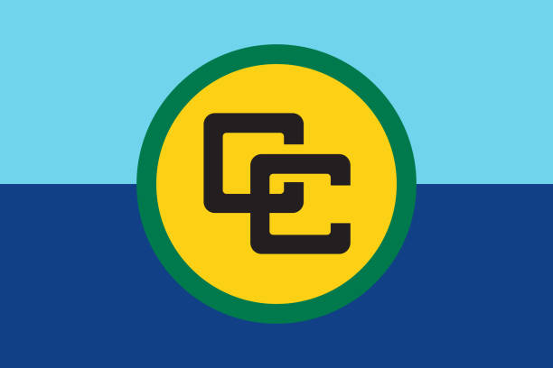 Caribbean Community flag in real proportions and colors, vector Caribbean Community flag in real proportions and colors, vector image caribbean community and common market stock illustrations