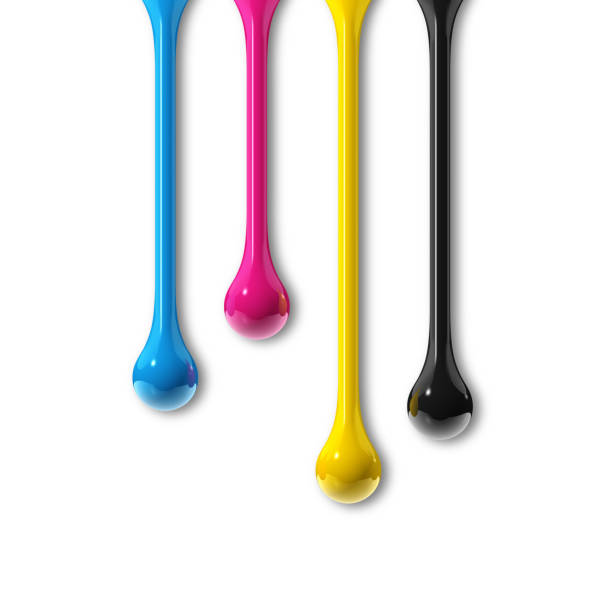 istock cmyk ink drops on white paper square background 1324994587