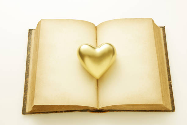 Gold heart and antique book