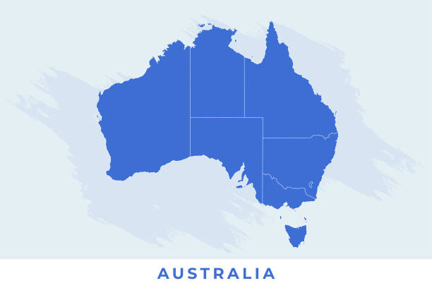 オーストラリアの全国地図、オーストラリア地図ベクトル、オーストラリア地図のイラストベクトル。 - purple circle frame design点のイラスト素材／クリップアート素材／マンガ素材／アイコン素材