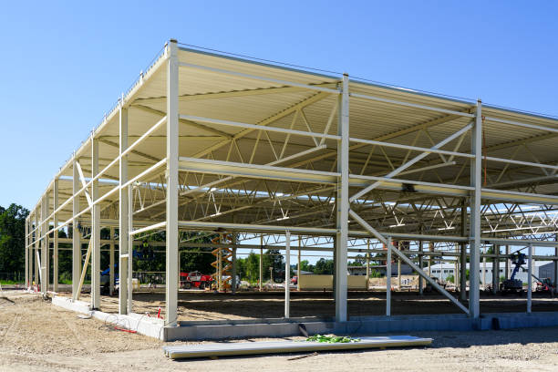 istock metal frame of a new modern industrial building 1324997600